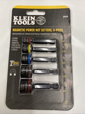 Klein Tools 32925S Magnetic Power Nut Setters, 2-Inch Shaft, 5 Pc.