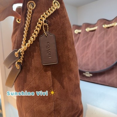 COACH ショルダーバッグ シグネチャー スエード NWT Coach Evelyn Large Shoulder Bag Quilting CCZ83 Suede Leather