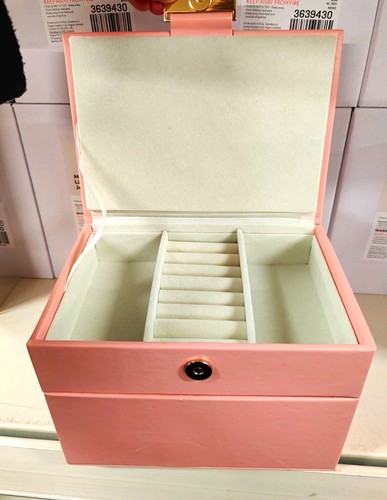 Home Pink Faux Leather Jewellery Box, Velvet Lined, Ring Storage