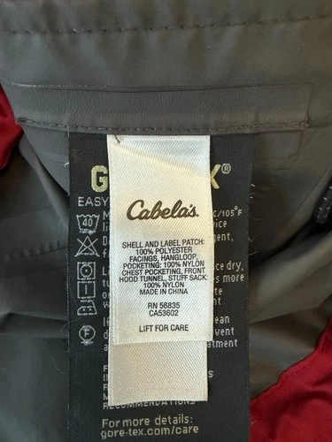 Cabelas Goretex Jacket Mens XL Red Rain Waterproof Parka Full Zip Hooded image 13