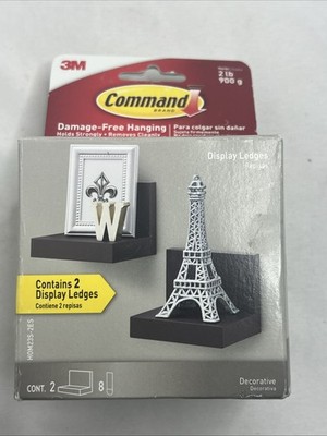 Command Display Ledges Holds up to 2 lb, Slate, Ledges with 8 Medium Strips