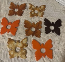 Vintage 1070  s Lot of 7 Ceramic Butterfly Beads for Macrame Craft Projects