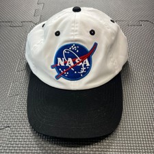 NASA Logo Cotton Baseball Cap White Black Adjustable Strapback Hat