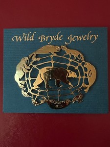 Authentic Wild Bryde Signed Gold Plated Brooch Artisan Nature Jewelry