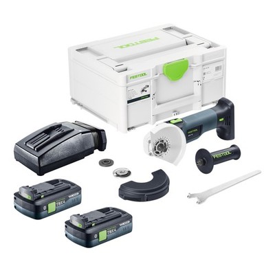 Festool AGC 18-125 EB-Basic Winkelschleifer 18 V 125 mm + 2x Akku 4,0 Ah + Lader