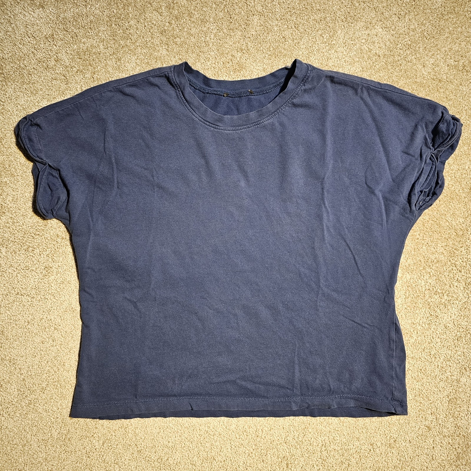 Vintage Y2k Blank Blue Navy Baby T-shirt Mens L Punk Emo 2000s Twee Faded Boxy