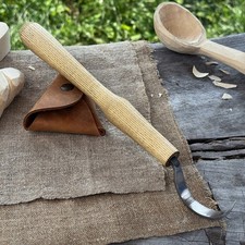 Coltello da intaglio gancio lungo lama 2,36'' per ciotole cucchiai acciaio al carbonio manico cenere