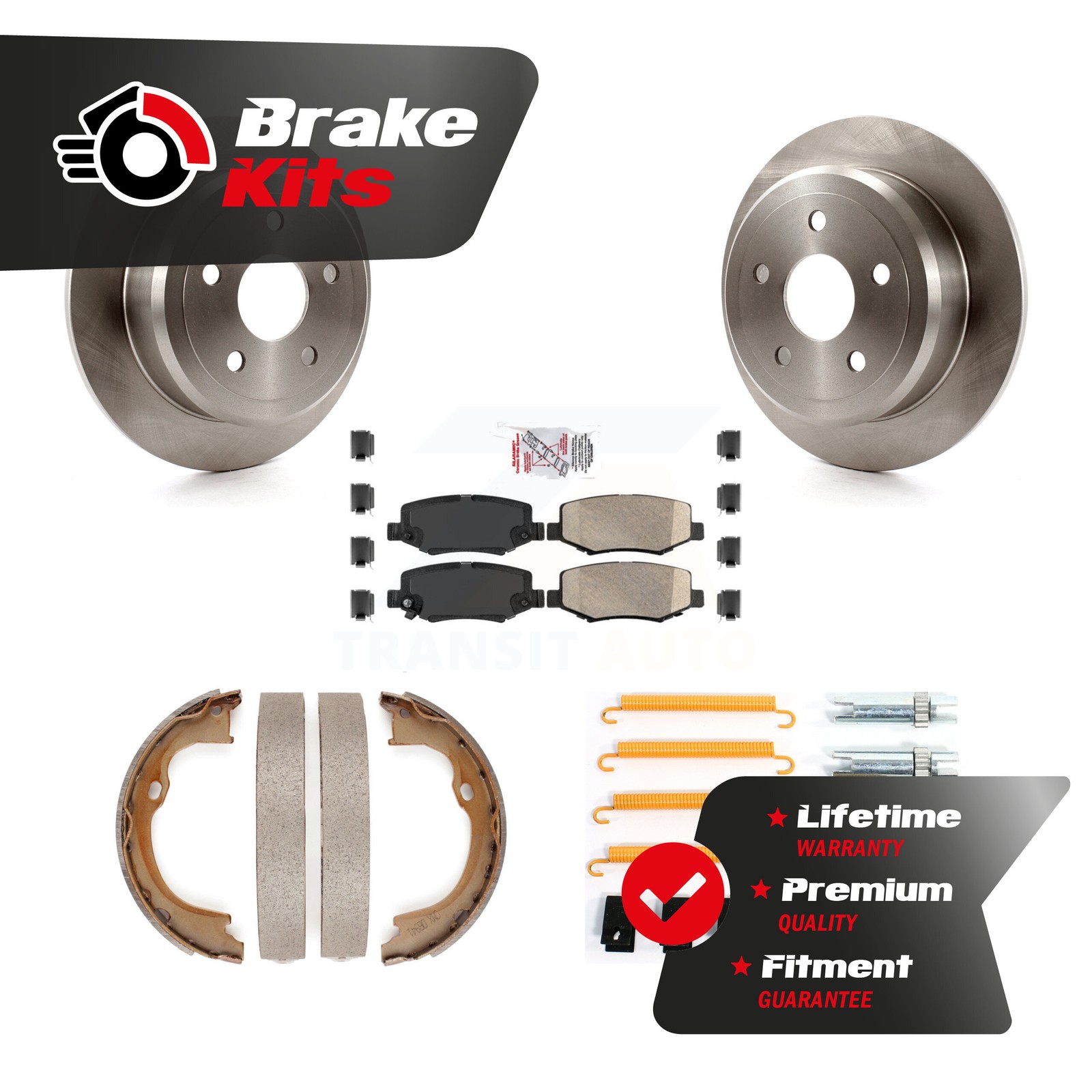 Rear Disc Rotors Ceramic Pads Parking Brake Shoes And Hardware Kit For