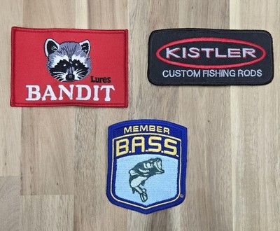B.A.S.S., Kristler, Bandit, fishing brand embroidered patch lot Of 3 