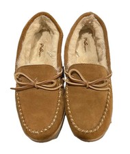 My Slippers Women's Brown Suede Faux Fur Lined Moccasin Slippers Size 9 Cozy