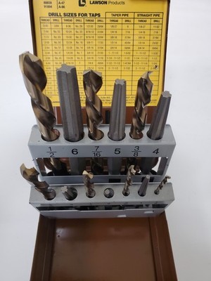 Lawson 13 pc. Left Handed Drills 1/8'' to 1/2'' - Extractors (88838)