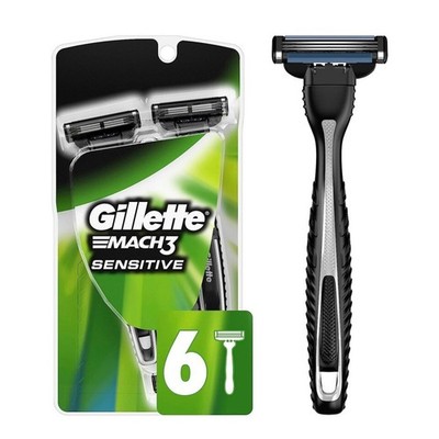Gillette Mach3 Disposable Razors for Men, 6 Count, Designed for Sensitive Skin
