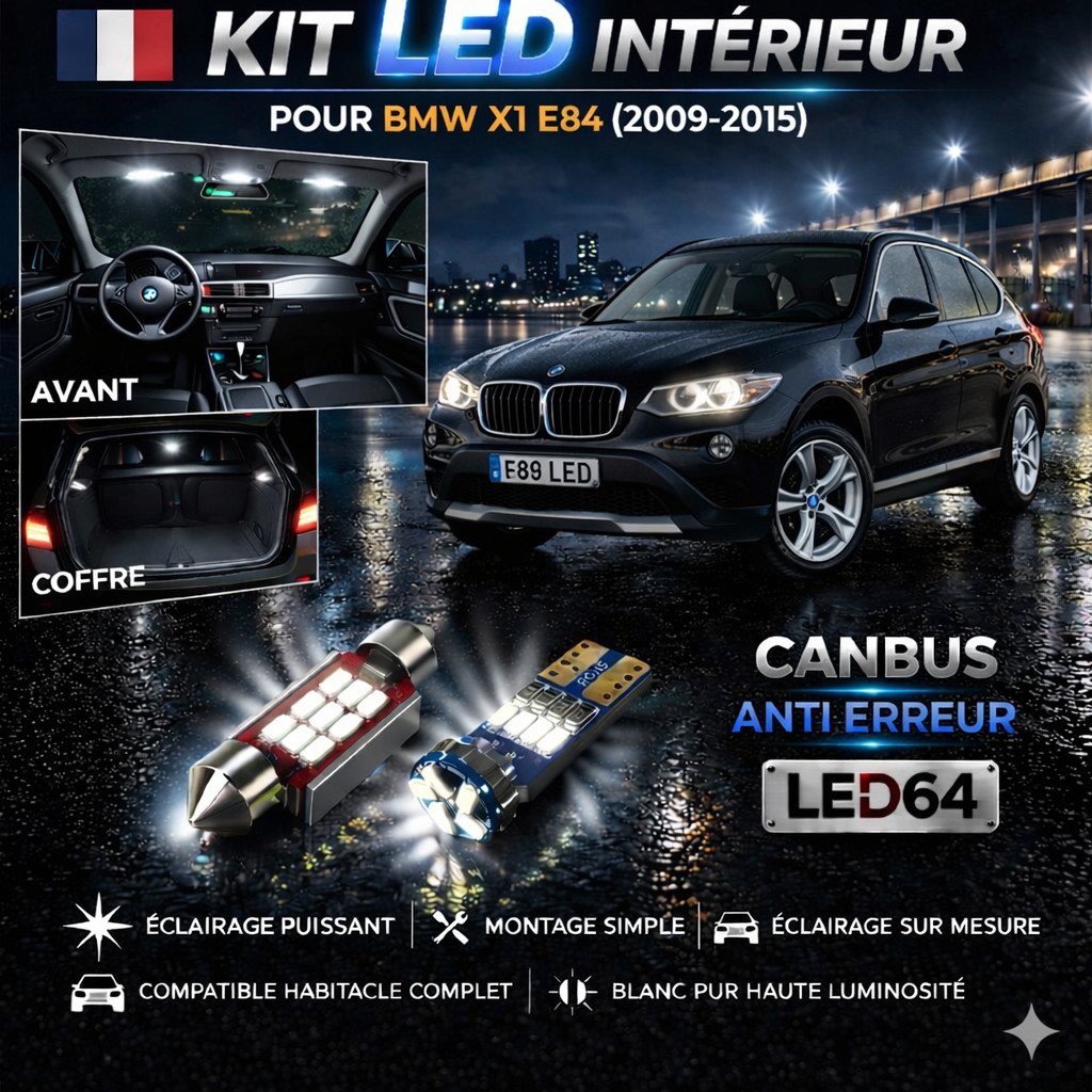 Kit LED pour BMW X1 E84 : résolvez le manque de visibilité du plafonnier d'origine