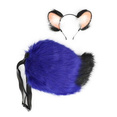 Animal Cosplay Costume Faux Furs Cat Rabbit Raccoon Furry Tail Ears Headband