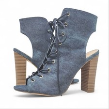 Botines Liliana Denim con cordones punta abierta