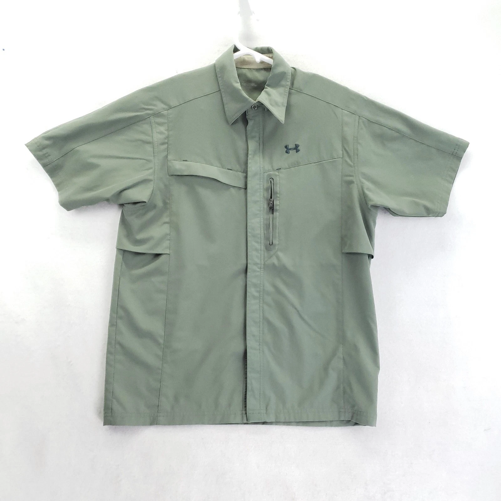 Under Armour Shirt Mens Large Green Short Sleeve Fishing Vented Performance Top