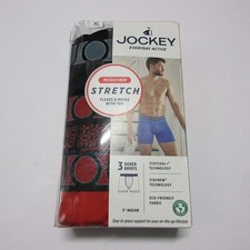 New Jockey Active Microfiber 5" Boxer Briefs 3 Pack Red Black Mens XL Stretch