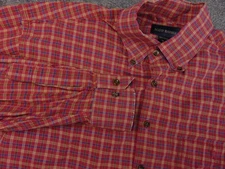 Scott Barber Shirt Mens XL Red Blue Plaid Long Sleeve Button Up Cotton