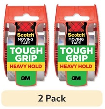 2Pk Scotch Tough Grip Moving Packaging Tape Clear 1.88in x 925in