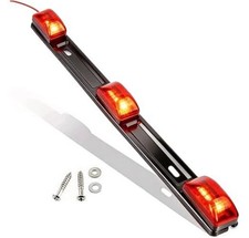 15" Black Stainless Steel 3 Lights 9 LED Identification Light Bar - 1 Pcs Red