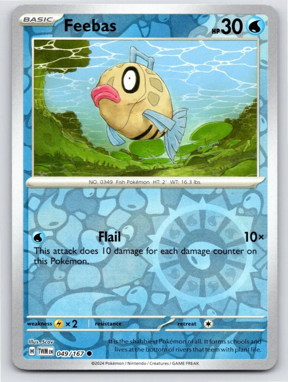 Feebas 49/167 Reverse Holo Common NM Twilight Masquerade Pokemon TCG