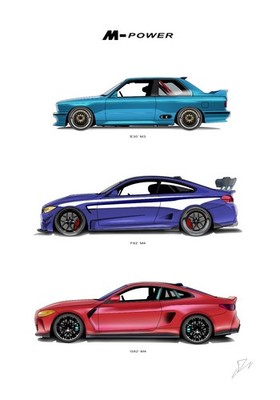 M-POWER Car Art Poster 20 x14 