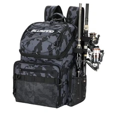  Cooler Fishing Backpack with Rod Holders 45L Large Water-resistant Black Camo
