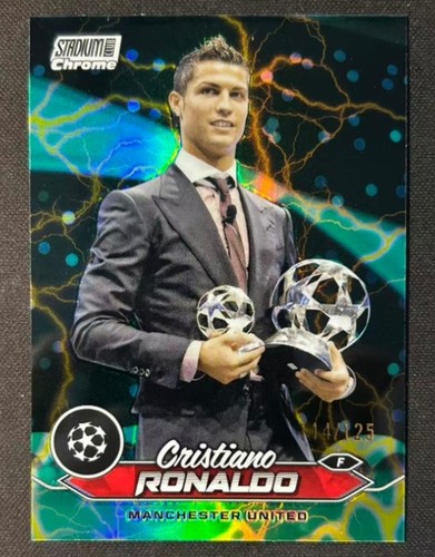 Cristiano Ronaldo 2023-24 Topps Stadium Club Chrome Aqua/Yellow Electric 114/125