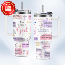 40Oz Tumbler Child of God Insulated Travel Handle Straw Christian Catholic Gift