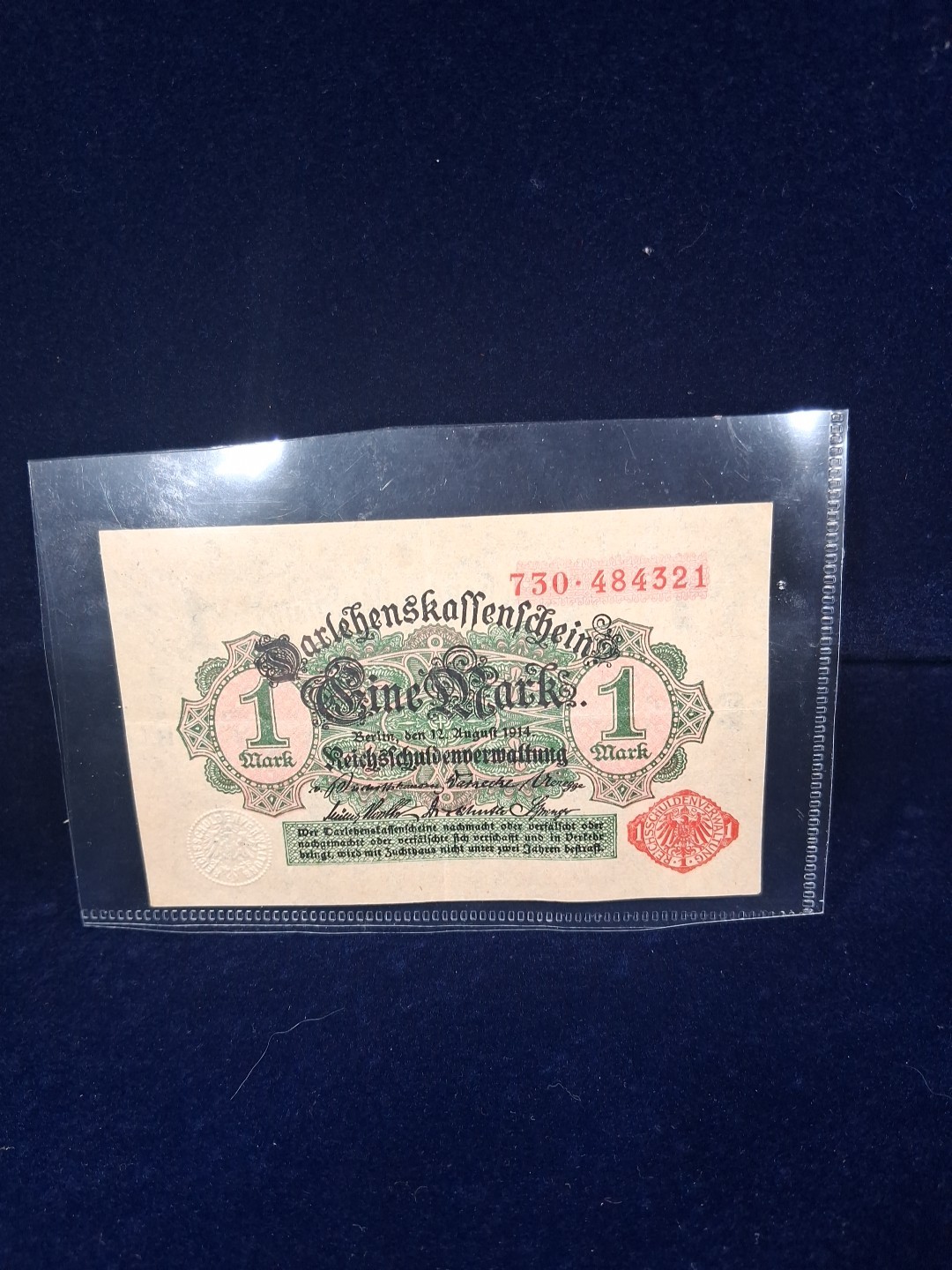 1914 Germany 1 Mark Bank Note AU