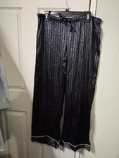 Vintage 90s Victoria s Secret Gold Label Pajama Pants Satin Black High Waisted L