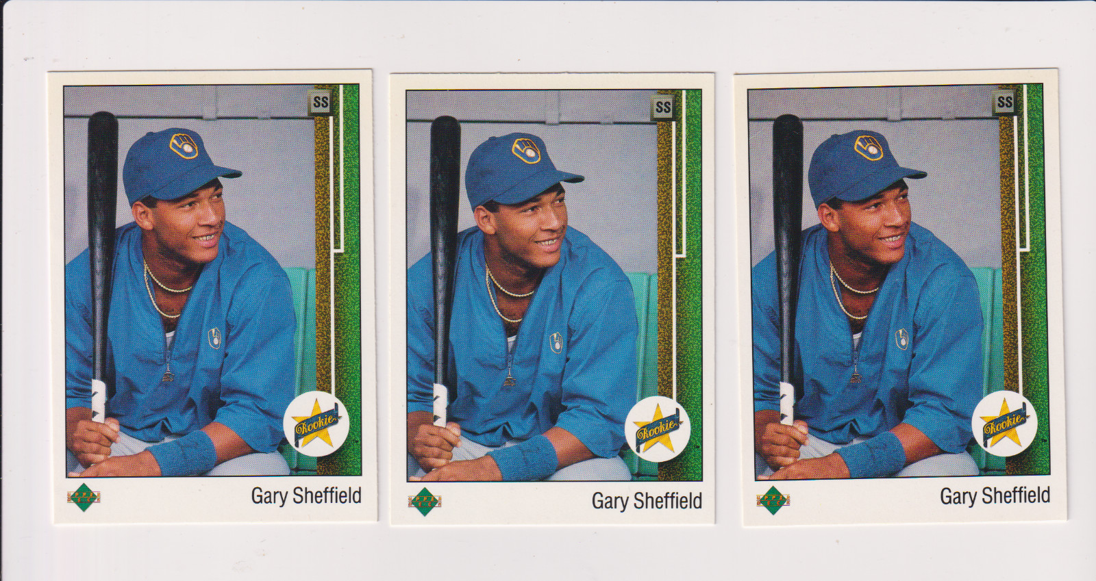 1989 Upper Deck Rookie # 13 Gary Sheffield (3 Copies) Nice Cards