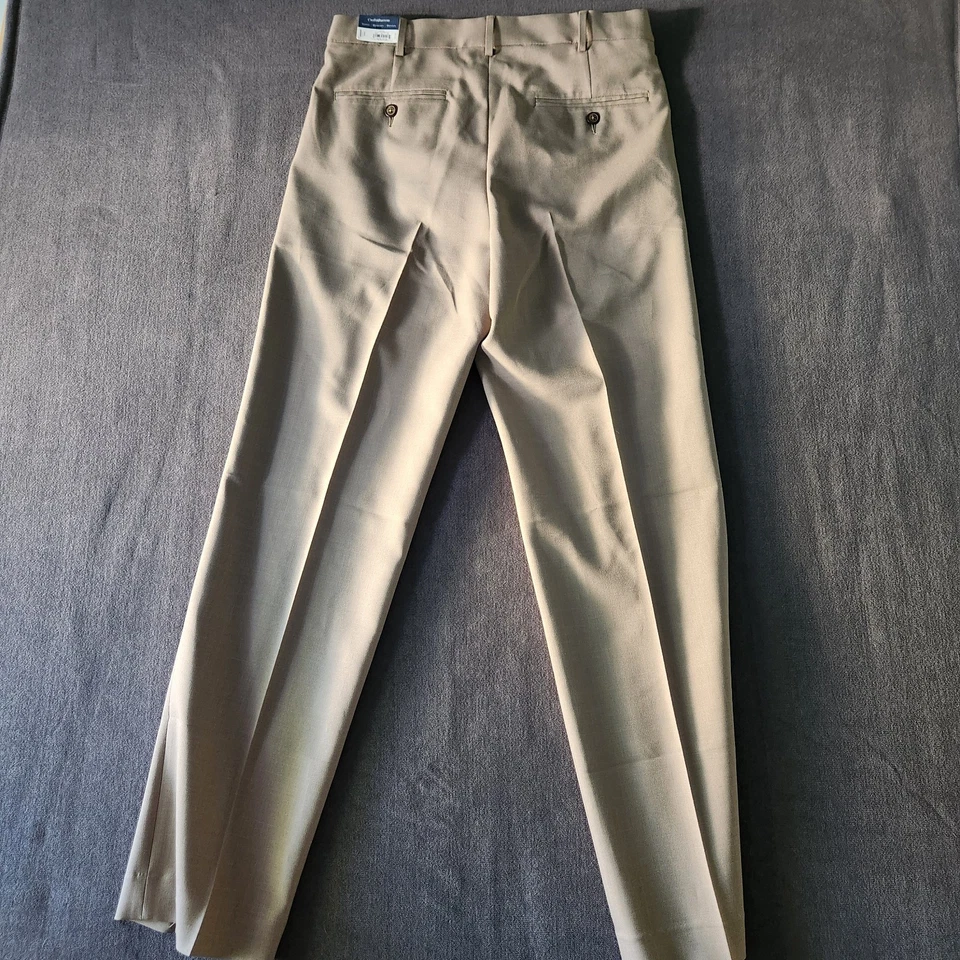 Pantalones de vestir Croft & Borrow para hombre talla 30x32 fácil cuidado beige frente plano nuevos con etiquetas Foto 2 de 4