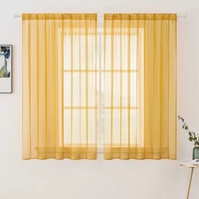 2 Panels Solid Color Sheer Window Curtains Elegant Voile Fall /Drapes/Treatment
