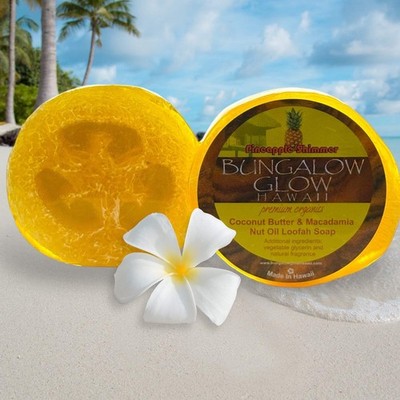 MADE IN HAWAII, Pineapple Shimmer Premium Organics Coconut Butter Sticker Loofah