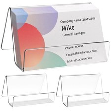3 Pack Clear Acrylic Business Card Holder Stand for Office Desk Display