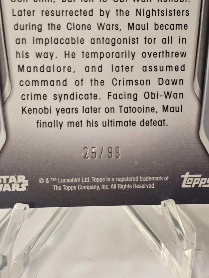 2021 Topps Star Wars Masterwork 25/99 Darth Maul Green Parallel #28 - Image 2 of 3