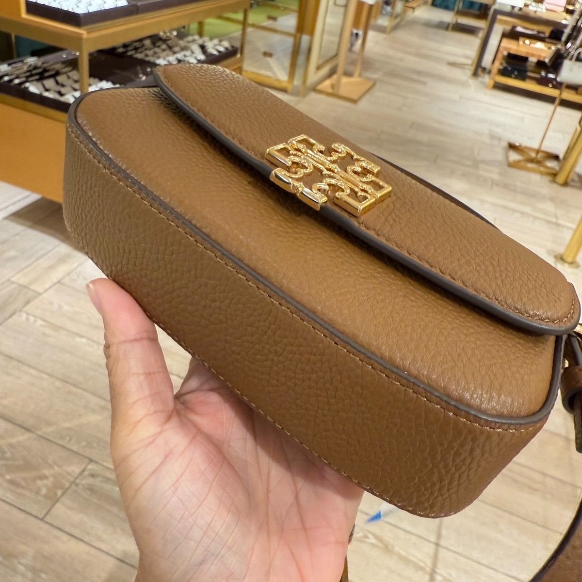Tory Burch Britten Mini Top Handle Crossbody 149645 Moose $300 | eBay