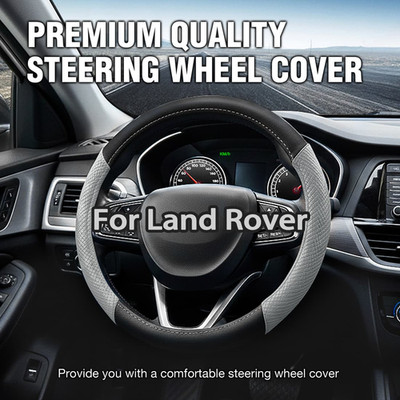 Black&Gray 15'' 38cm Car Steering Wheel Cover Nappa Leather for Land Rover