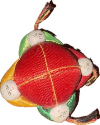 Vintage Japanese Hime Daruma Pin Cushion Doll - Fabric Roly Poly Good Luck Charm
