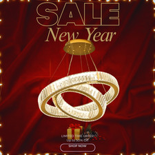 Crystal Ring Modern LED Chandelier Ceiling Light Fitting Living Room Adjustable