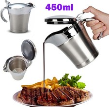 Stainless Steel Double Insulated Gravy Boat Sauce Jug Kitchen Steak Jam Jug UK