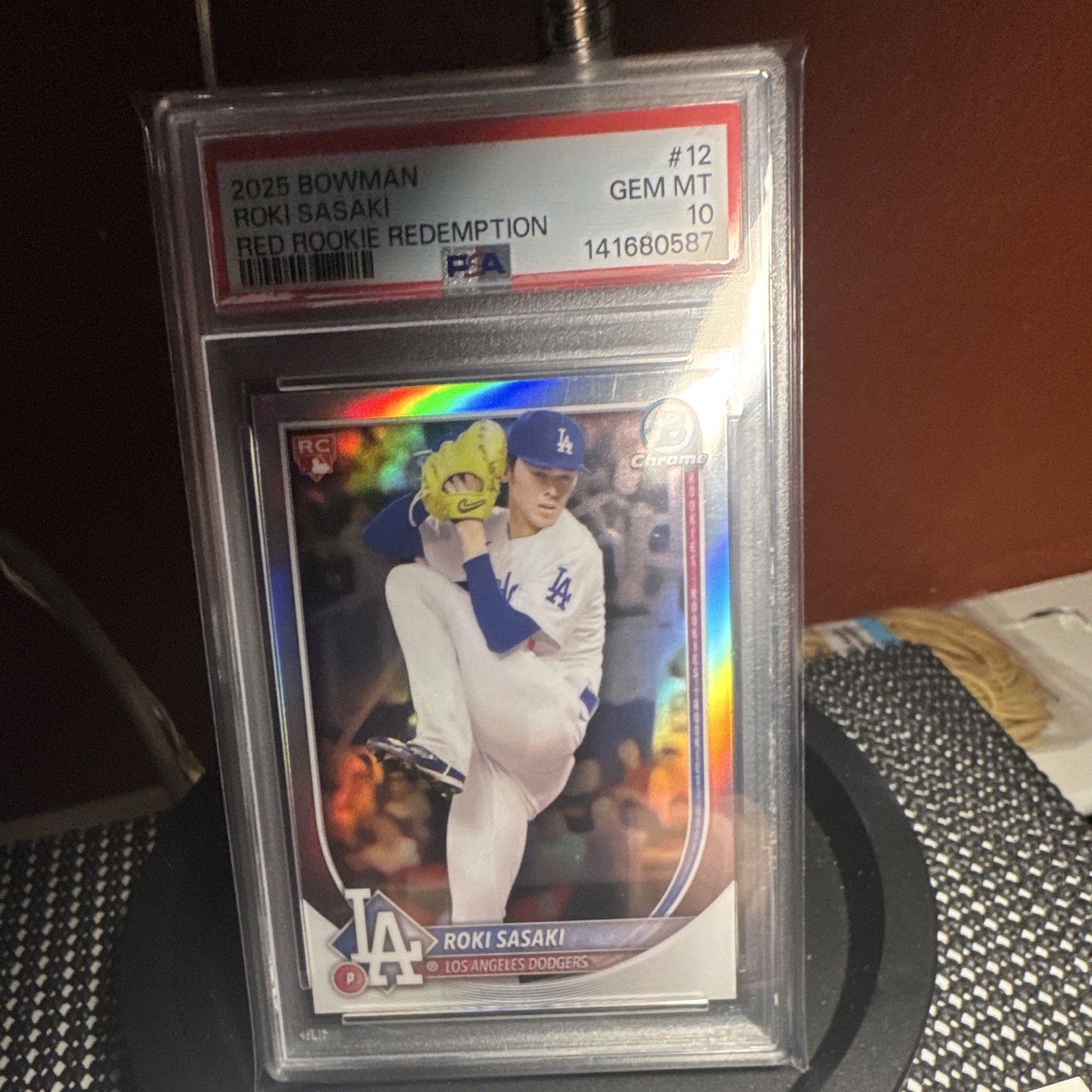 Bowman 2025 Roki Sasaki #12 SP Rookie Red RC Variation Dodgers PSA 10