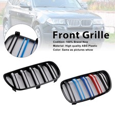 2pcs Gloss Black Front Bumper Grille Grill Fit For Bmw X3 E83 07-2010 Lci