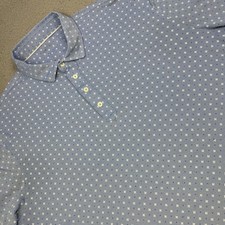 Johnnie-o Polo Shirt Mens XL Blue Geometric Stretch Performance Golf Casual