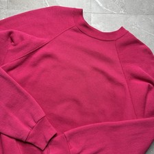 Vintage 80s Tultex Hot Pink Blank Raglan Cut Crewneck Sweatshirt Medium
