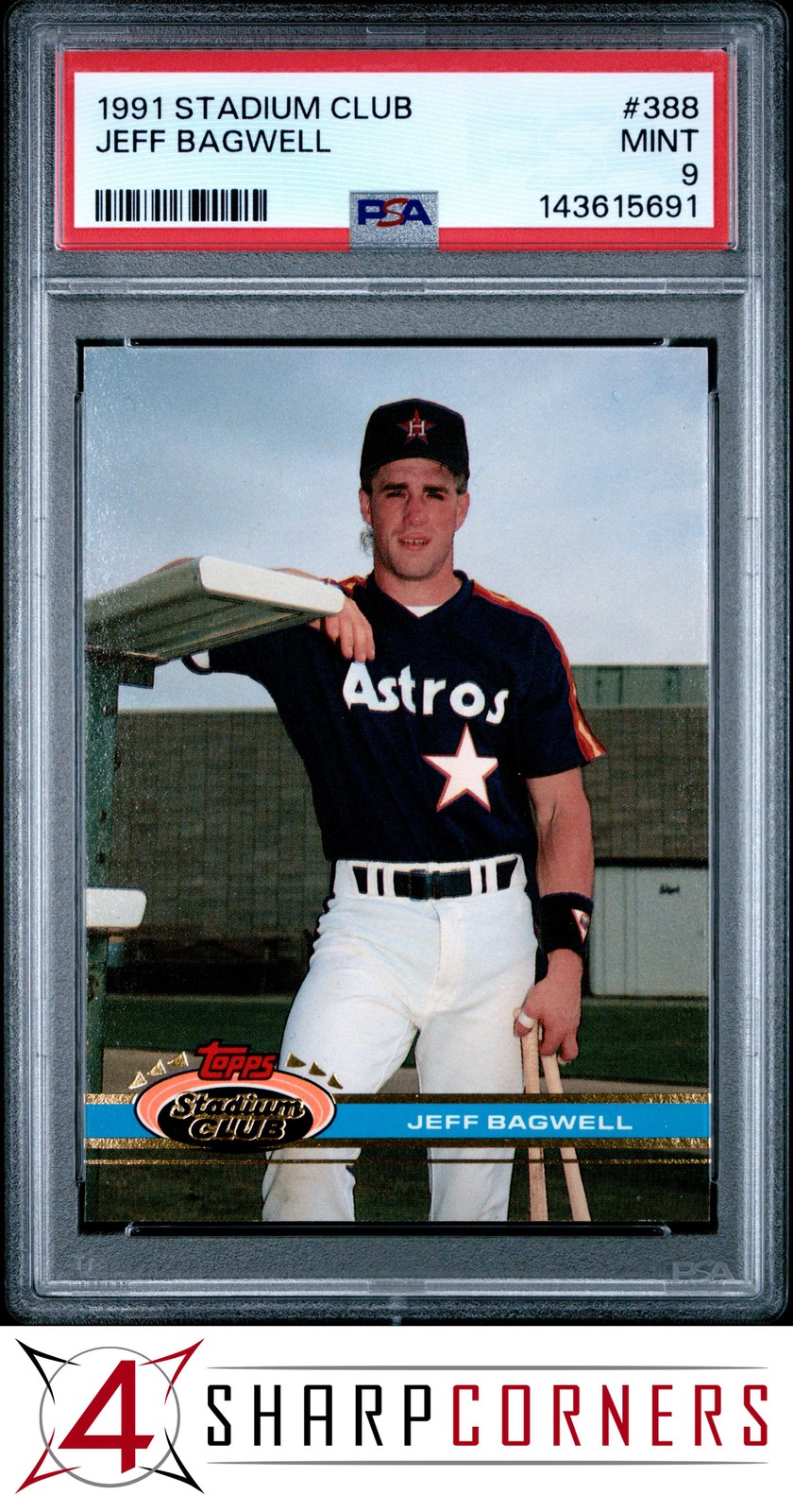 1991 STADIUM CLUB #388 JEFF BAGWELL RC ASTROS HOF PSA 9