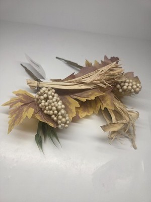 Artificial Fall Floral Picks Stems with Leaves And Berries 2 Pcs 