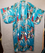 Japanese Yukata Kimono Long Robe One Size Geisha Lady Cherry Blossom Belt