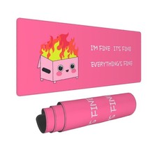 Pink Dumpster On Fire Funny Desk Pad 23.6x11.8 Inch Gaming Mouse Mat Keyboard